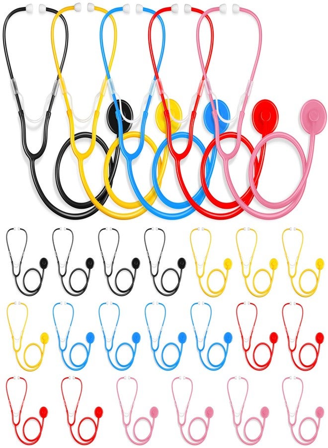 RoundFunny 20 Pcs Kids Stethoscope Toy Real Working Plastic Stethoscope for Kids Role Play Girls Boys Doctor Nurse Accessories Costume School Career Day Cosplay(Multicolors) - Image 1